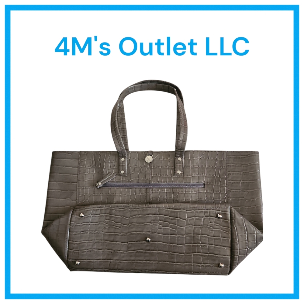 Leather Tote/Top Handle Shoulder Bag for Women Printed Dark Grey